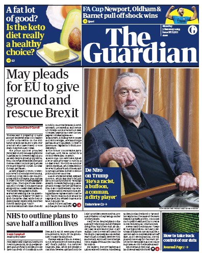 The Guardian Newspaper Front Page (UK) for 9 January 2019