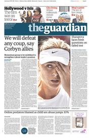 The Guardian (UK) Newspaper Front Page for 9 March 2016