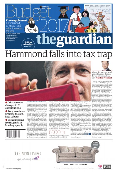The Guardian Newspaper Front Page (UK) for 9 March 2017