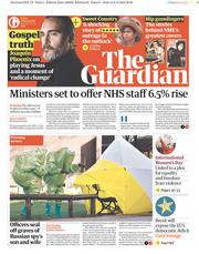 The Guardian (UK) Newspaper Front Page for 9 March 2018