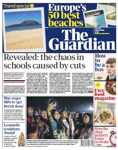 The Guardian Newspaper Front Page (UK) for 9 March 2019