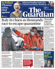 The Guardian (UK) Newspaper Front Page for 9 March 2020