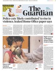 The Guardian (UK) Newspaper Front Page for 9 April 2018