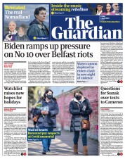 The Guardian (UK) Newspaper Front Page for 9 April 2021