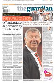 The Guardian (UK) Newspaper Front Page for 9 May 2013