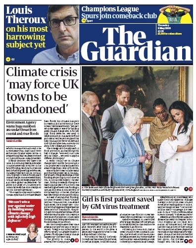 The Guardian Newspaper Front Page (UK) for 9 May 2019