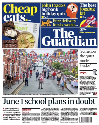 The Guardian Newspaper Front Page (UK) for 9 May 2020