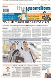 The Guardian Newspaper Front Page (UK) for 9 June 2014