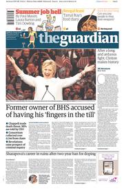 The Guardian (UK) Newspaper Front Page for 9 June 2016