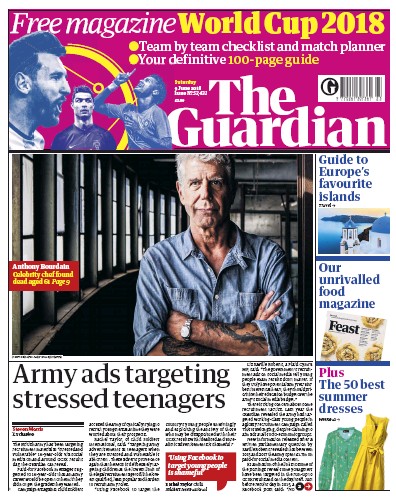 The Guardian Newspaper Front Page (UK) for 9 June 2018