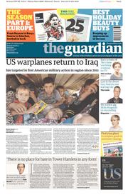The Guardian (UK) Newspaper Front Page for 9 August 2014