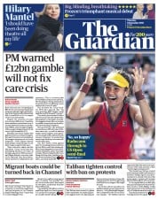 The Guardian (UK) Newspaper Front Page for 9 September 2021