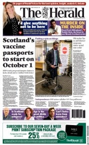 The Herald (UK) Newspaper Front Page for 10 September 2021