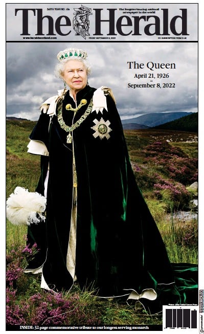 The Herald Newspaper Front Page (UK) for 10 September 2022