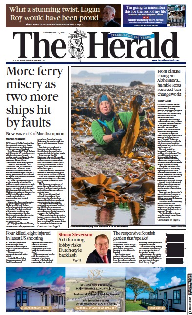 The Herald Newspaper Front Page (UK) for 11 April 2023