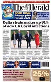 The Herald (UK) Newspaper Front Page for 11 June 2021