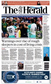 The Herald front page for 11 September 2023