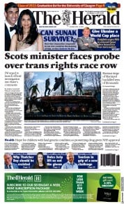 The Herald (UK) Newspaper Front Page for 12 April 2022