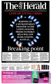 The Herald front page for 12 August 2022