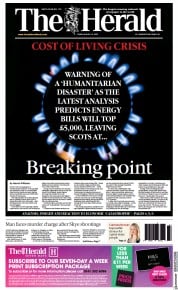 The Herald (UK) Newspaper Front Page for 12 August 2022