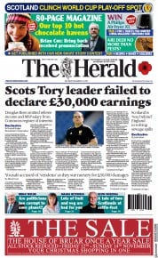 The Herald (UK) Newspaper Front Page for 13 November 2021