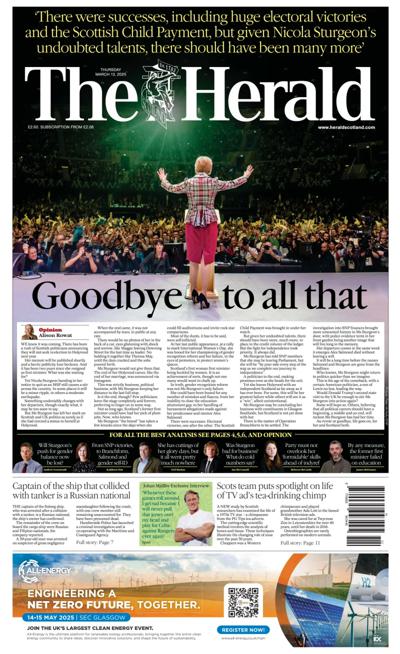 The Herald Newspaper Front Page (UK) for 13 March 2025