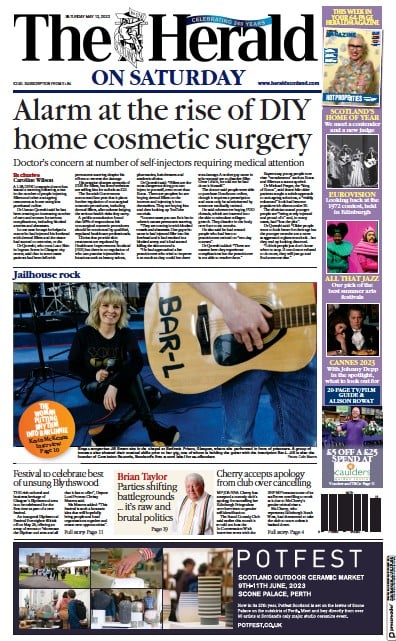 The Herald Newspaper Front Page (UK) for 13 May 2023