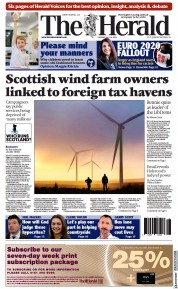 The Herald (UK) Newspaper Front Page for 13 July 2021