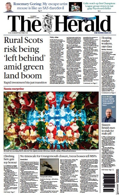 The Herald Newspaper Front Page (UK) for 14 December 2023