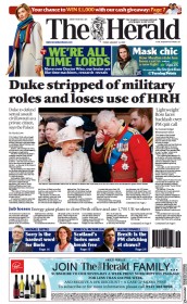 The Herald (UK) Newspaper Front Page for 14 January 2022