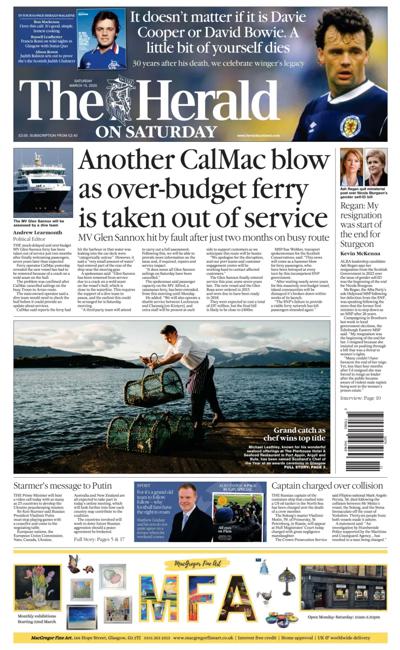The Herald Newspaper Front Page (UK) for 15 March 2025