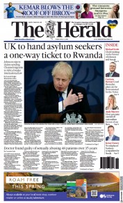 The Herald (UK) Newspaper Front Page for 15 April 2022