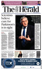The Herald front page for 15 September 2023