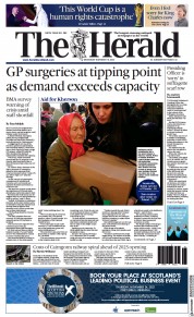 The Herald (UK) Newspaper Front Page for 16 November 2022