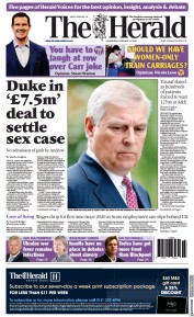 The Herald (UK) Newspaper Front Page for 16 February 2022