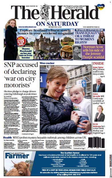 The Herald Newspaper Front Page (UK) for 16 April 2022
