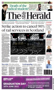 The Herald (UK) Newspaper Front Page for 16 June 2022