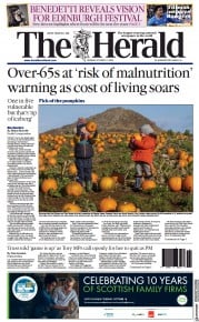 The Herald (UK) Newspaper Front Page for 17 October 2022