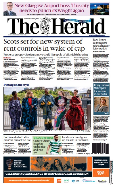 The Herald Newspaper Front Page (UK) for 17 May 2023
