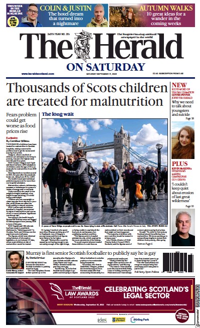 The Herald Newspaper Front Page (UK) for 17 September 2022