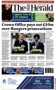 The Herald (UK) Newspaper Front Page for 18 October 2021