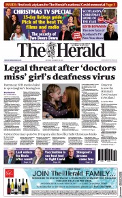 The Herald (UK) Newspaper Front Page for 18 December 2021