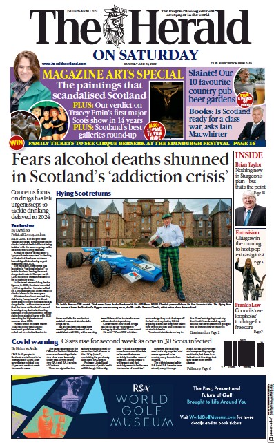 The Herald Newspaper Front Page (UK) for 18 June 2022
