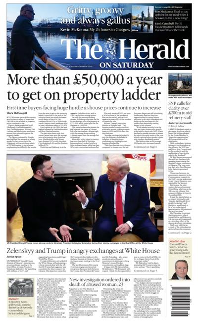 The Herald Newspaper Front Page (UK) for 1 March 2025