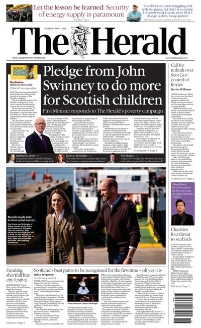The Herald Newspaper Front Page (UK) for 1 May 2025