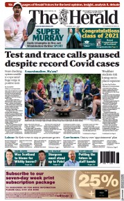 The Herald (UK) Newspaper Front Page for 1 July 2021