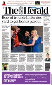 The Herald front page for 20 November 2023
