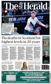 The Herald (UK) Newspaper Front Page for 20 January 2023