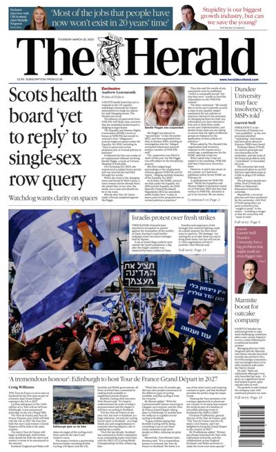 The Herald Newspaper Front Page (UK) for 20 March 2025