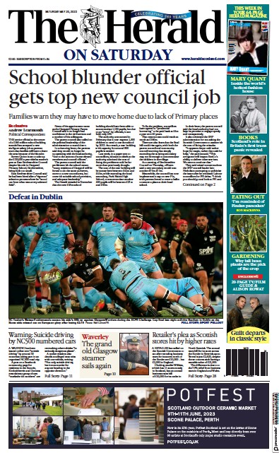 The Herald Newspaper Front Page (UK) for 20 May 2023